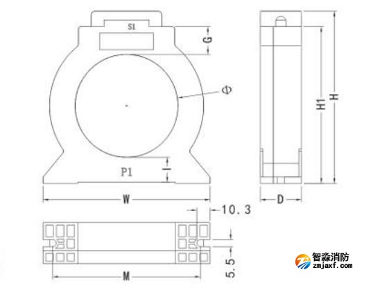 閉口式，圓孔100A-630A外形尺寸圖